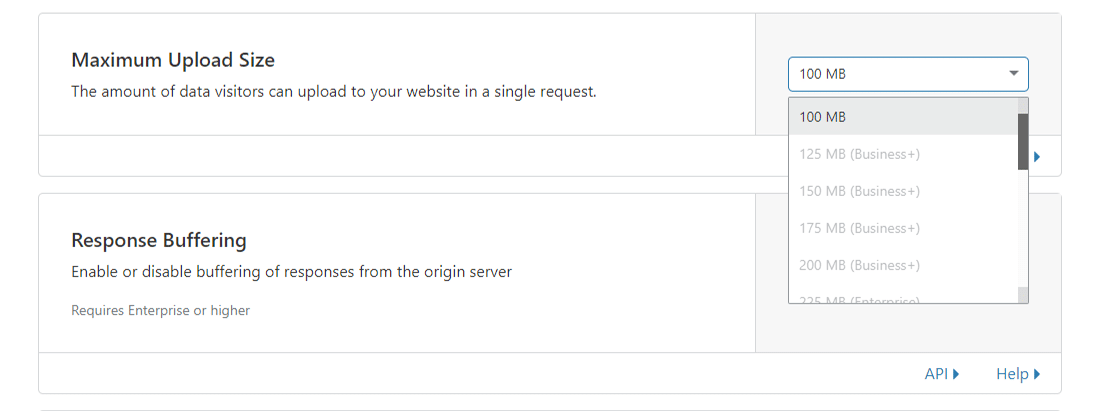 Cloudflare 对各种计划的“最大上传大小”限制