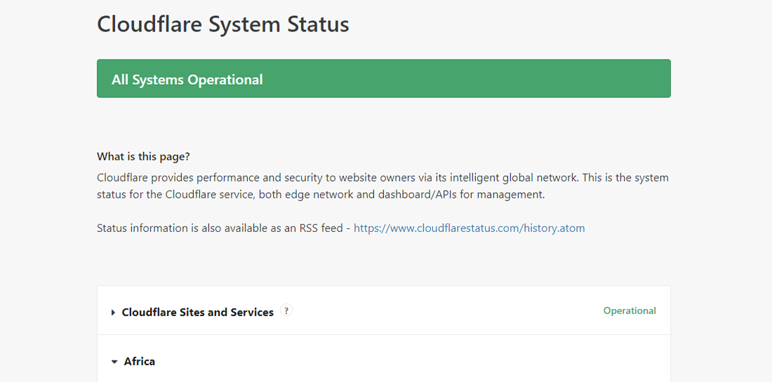 在 cloudflarestatus.com 检查 Cloudflare 系统状态
