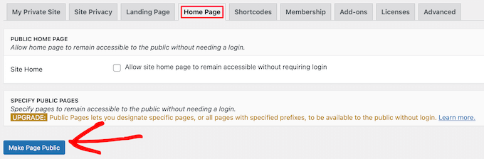 Opțional, faceți publică pagina de pornire Optional make home page public