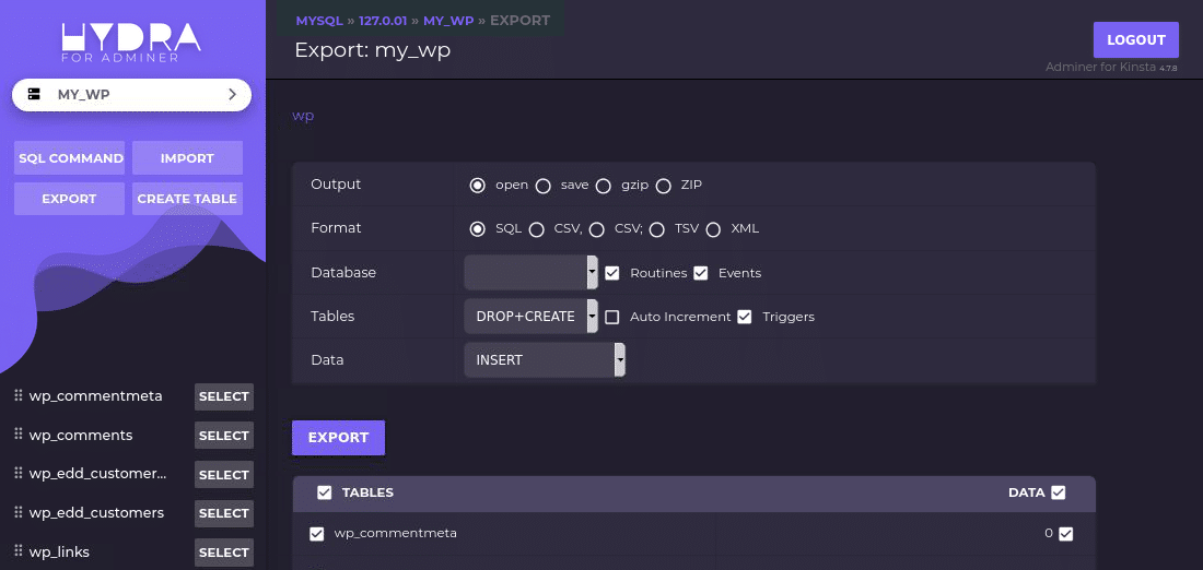 Adminerをテーマで完全に再設計する