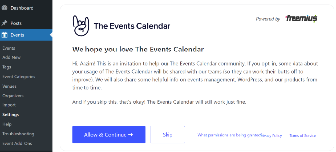 Siapkan plugin kalender acara Set up the event calendar plugin