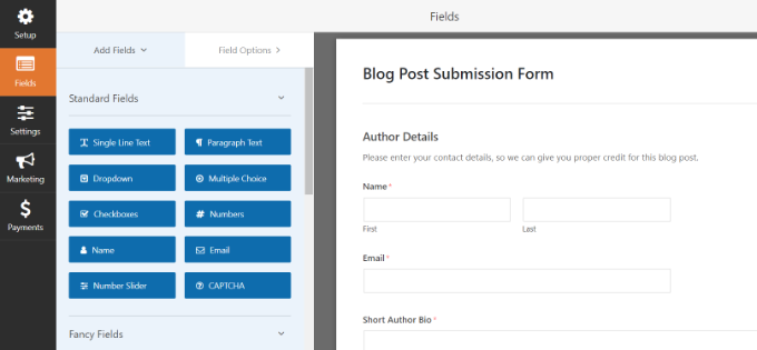Seret dan jatuhkan bidang formulir Drag and drop form fields