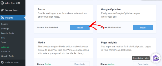 Zainstaluj dodatek do formularzy Install forms addon