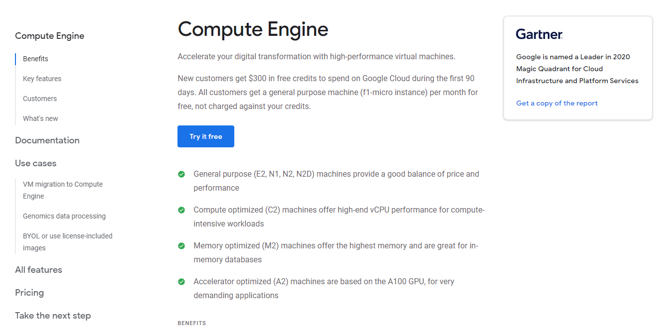 Google Compute Engine, tangkapan layar