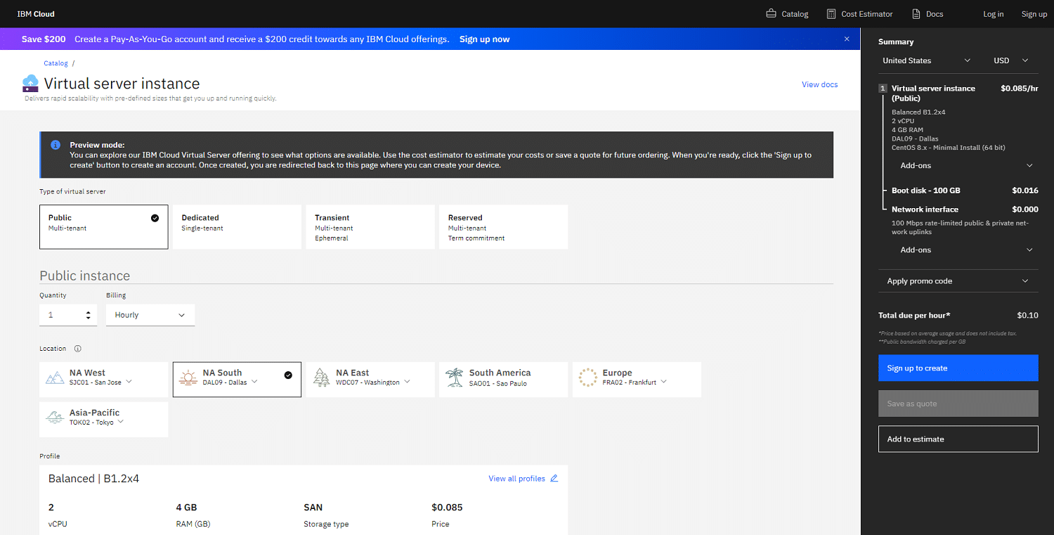 Harga server virtual IBM Cloud