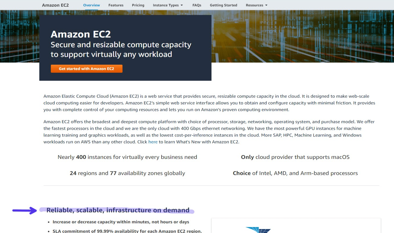 Amazon EC2, tangkapan layar