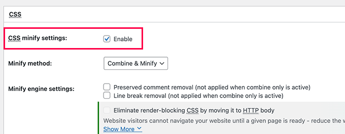 啟用 CSS 縮小 Enable CSS minify