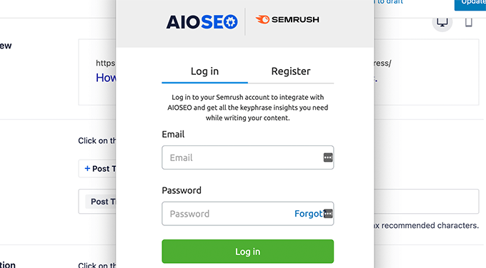 เชื่อมต่อบัญชี Semrush ของคุณ Connect your Semrush account