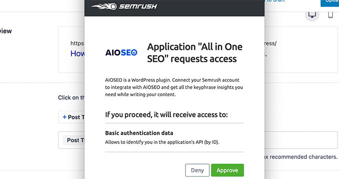 อนุมัติการเข้าถึง Semrush Approve access to Semrush
