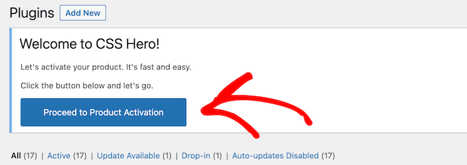 เปิดใช้งานปลั๊กอิน CSS Hero Activate CSS Hero plugin