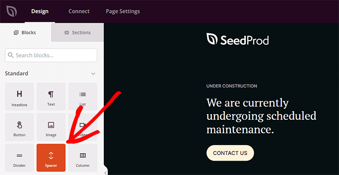 บล็อคตัวเว้นวรรค SeedProd SeedProd spacer block