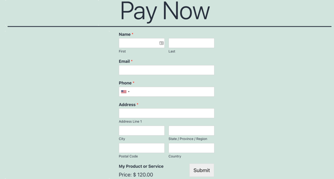 貝寶付款表格預覽 PayPal Payments Form Preview