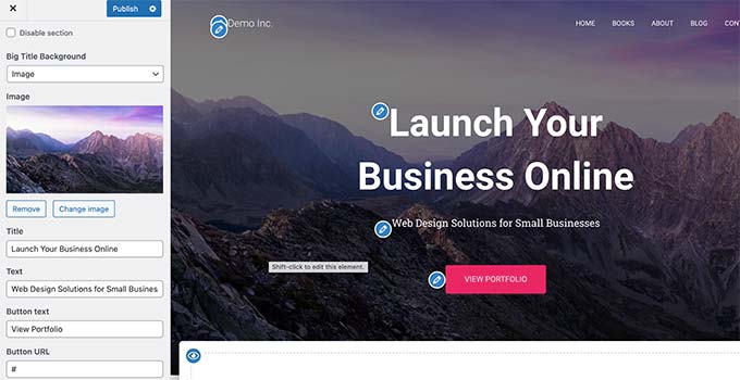 erweiterte Option im Design-Customizer expanded option in theme customizer