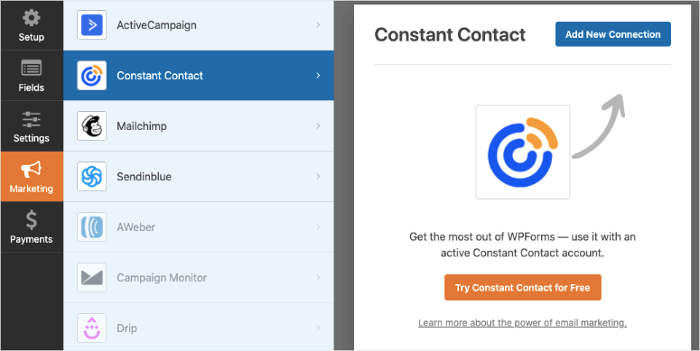 在 wpforms 中添加营销集成 - IsItWP - 免费的 WordPress 主题检测器 add marketing integration in wpforms