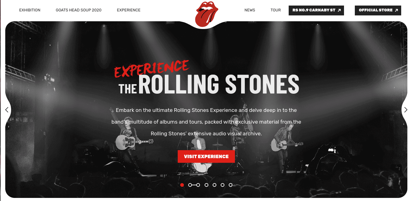 Captura de pantalla de la página de inicio de The Rolling Stone.