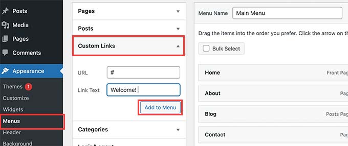 Добавить пользовательский текст с фиктивной ссылкой Add custom text with dummy link