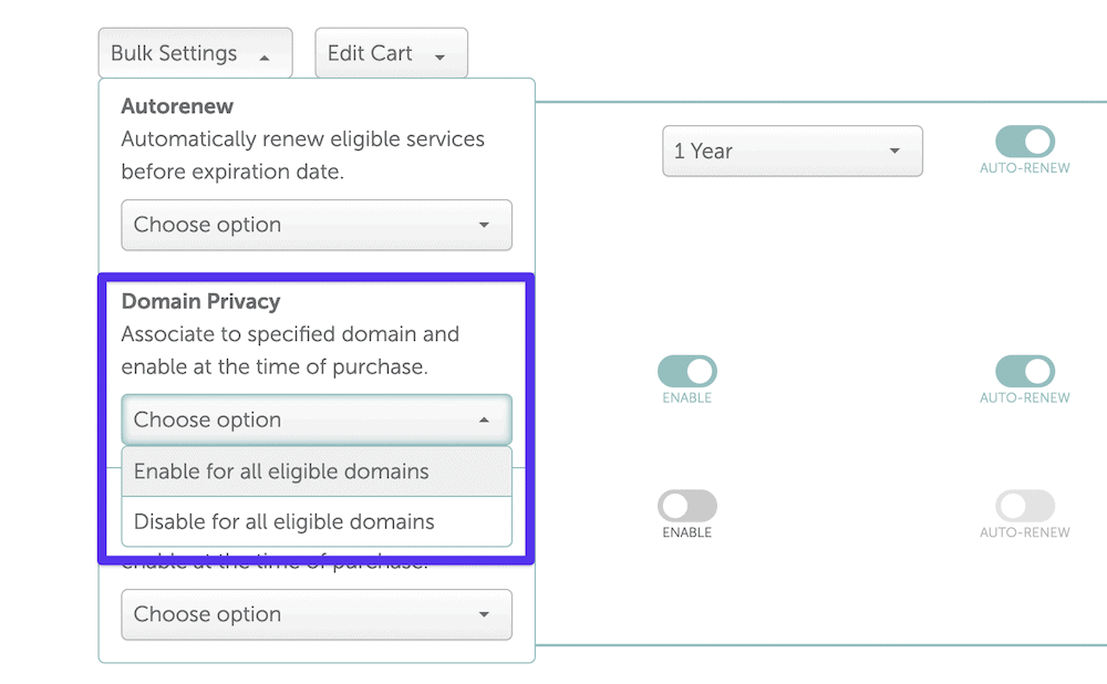 Namecheap 批量設置頁面。