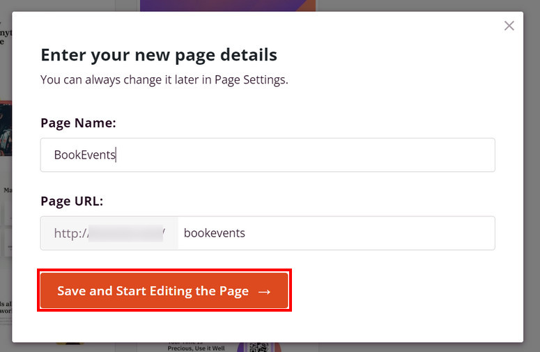 name app landing page