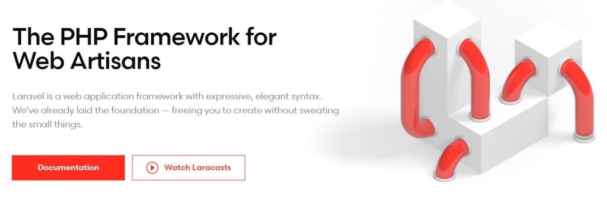 لقطة شاشة الصفحة الرئيسية لموقع Laravel.
