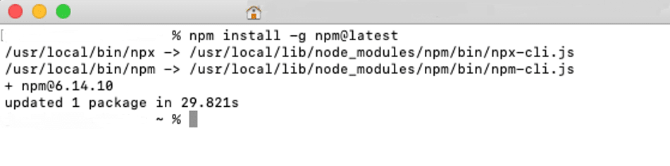 macOSでnpmを更新します。