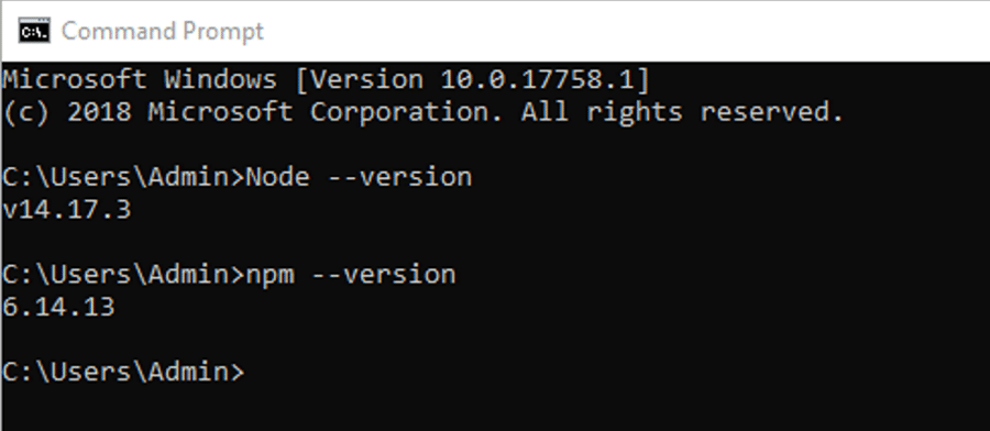 WindowsでNode.jsnpmバージョンチェックを実行します。