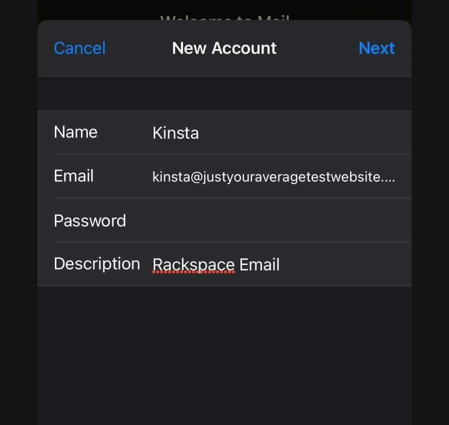 Rackspaceのメールアドレスとパスワードを入力します。