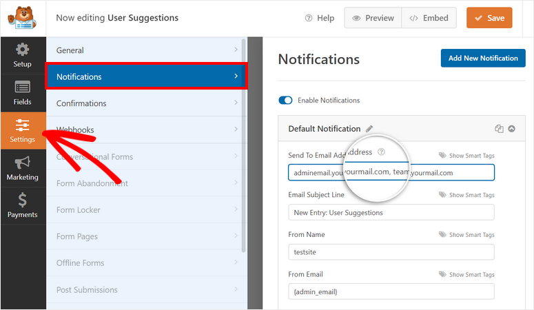 webhook form notifications