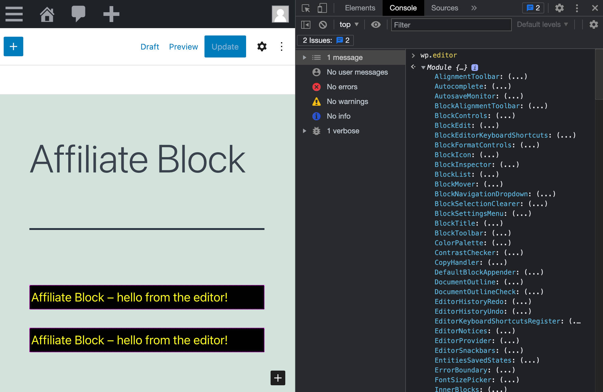 WP Editor components.