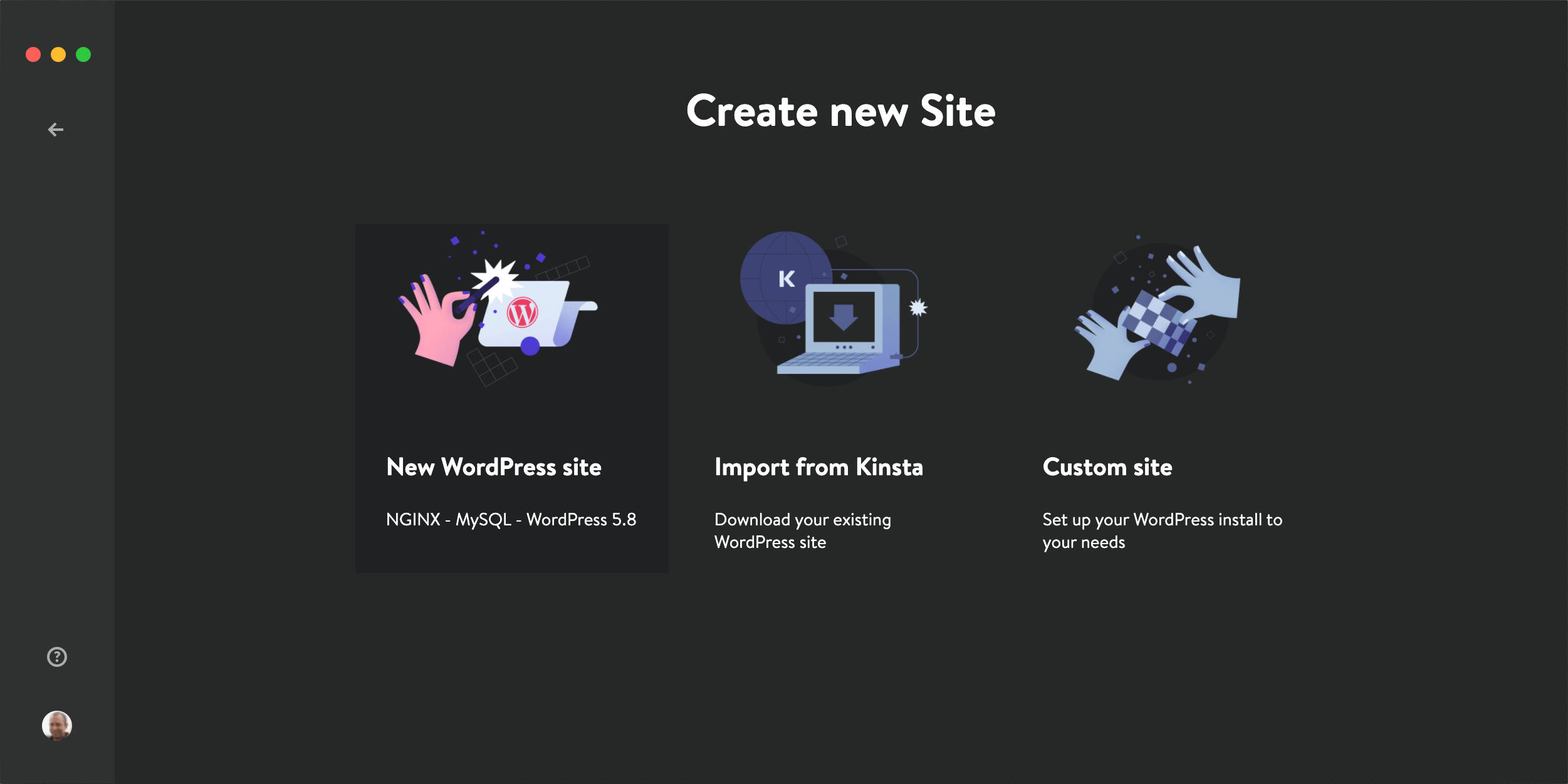 قم بإنشاء موقع WordPress جديد في DevKinsta.
