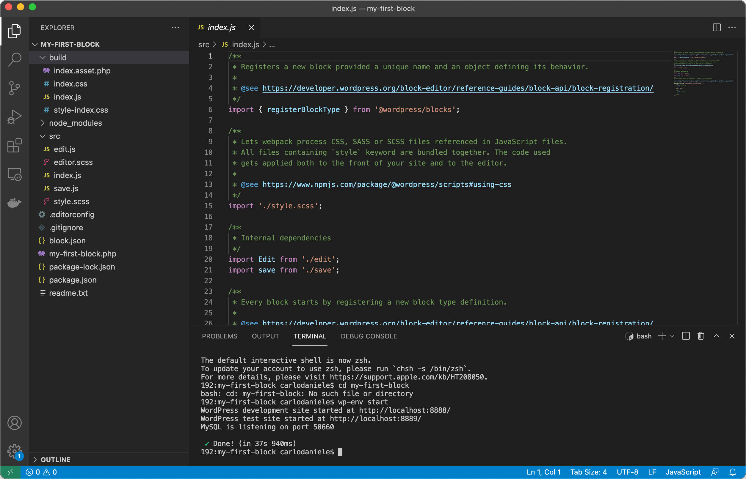 تشغيل الأوامر من Visual Studio Code Terminal.