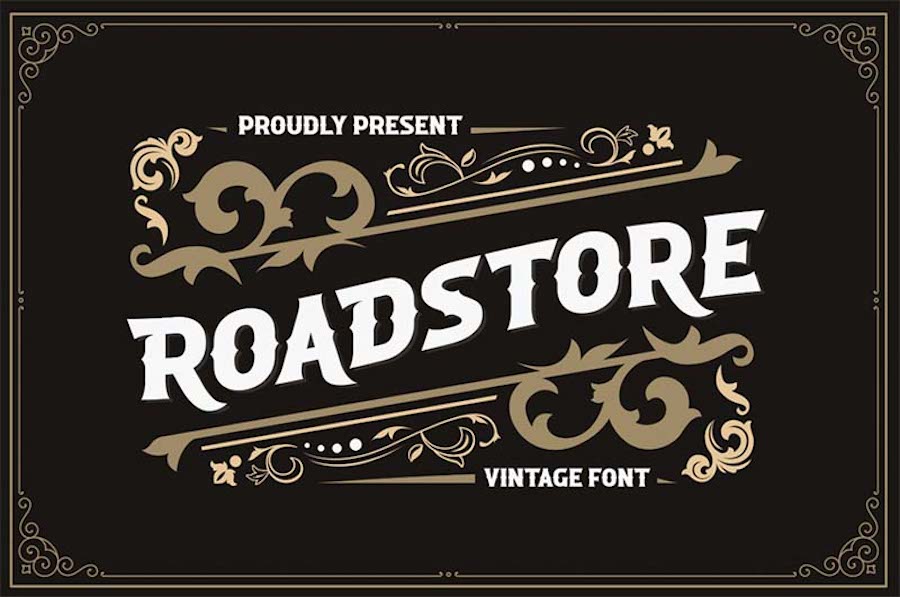 Die Vintage-Schriftart Roadstore.