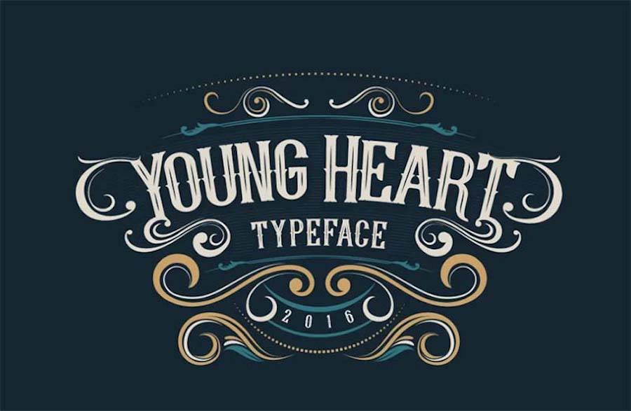 Young Heart Typeface, eine erstklassige westliche Schriftart.