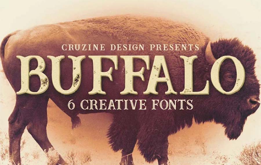 Buffalo, ein Satz von sechs kreativen Schriftarten.