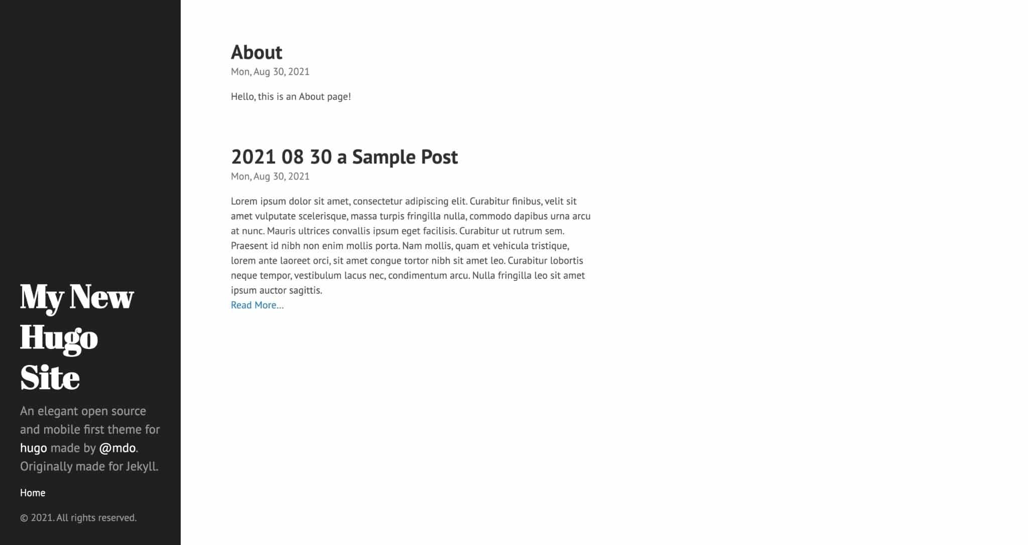 About-Seite im Webbrowser live
