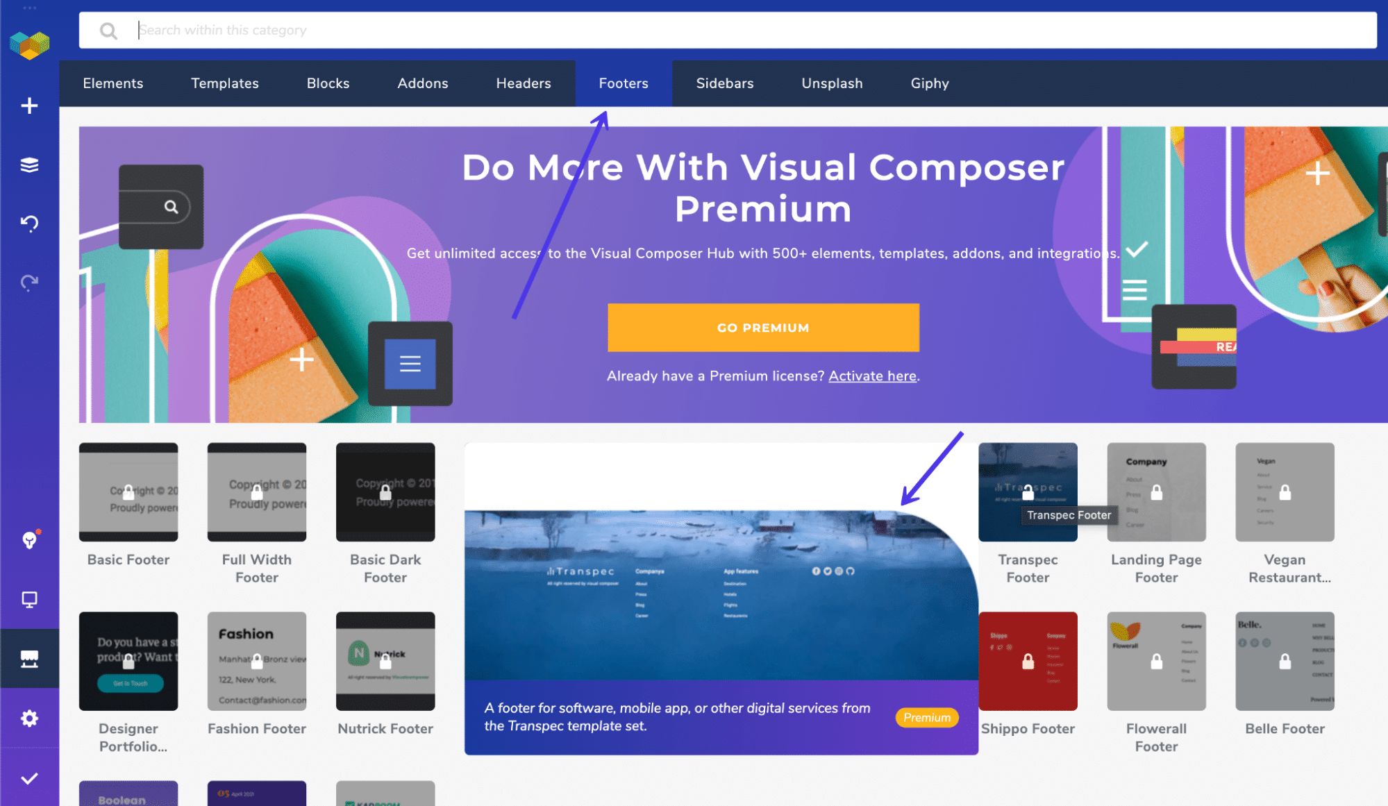 ส่วนท้ายใน Visual Composer