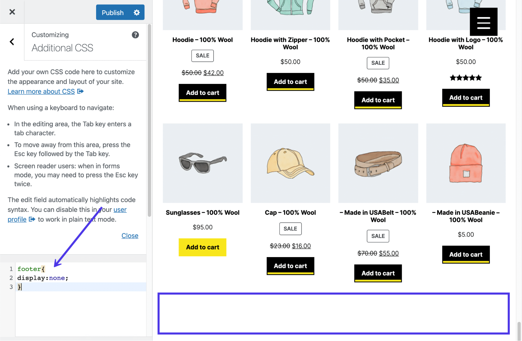 วางในโค้ด CSS