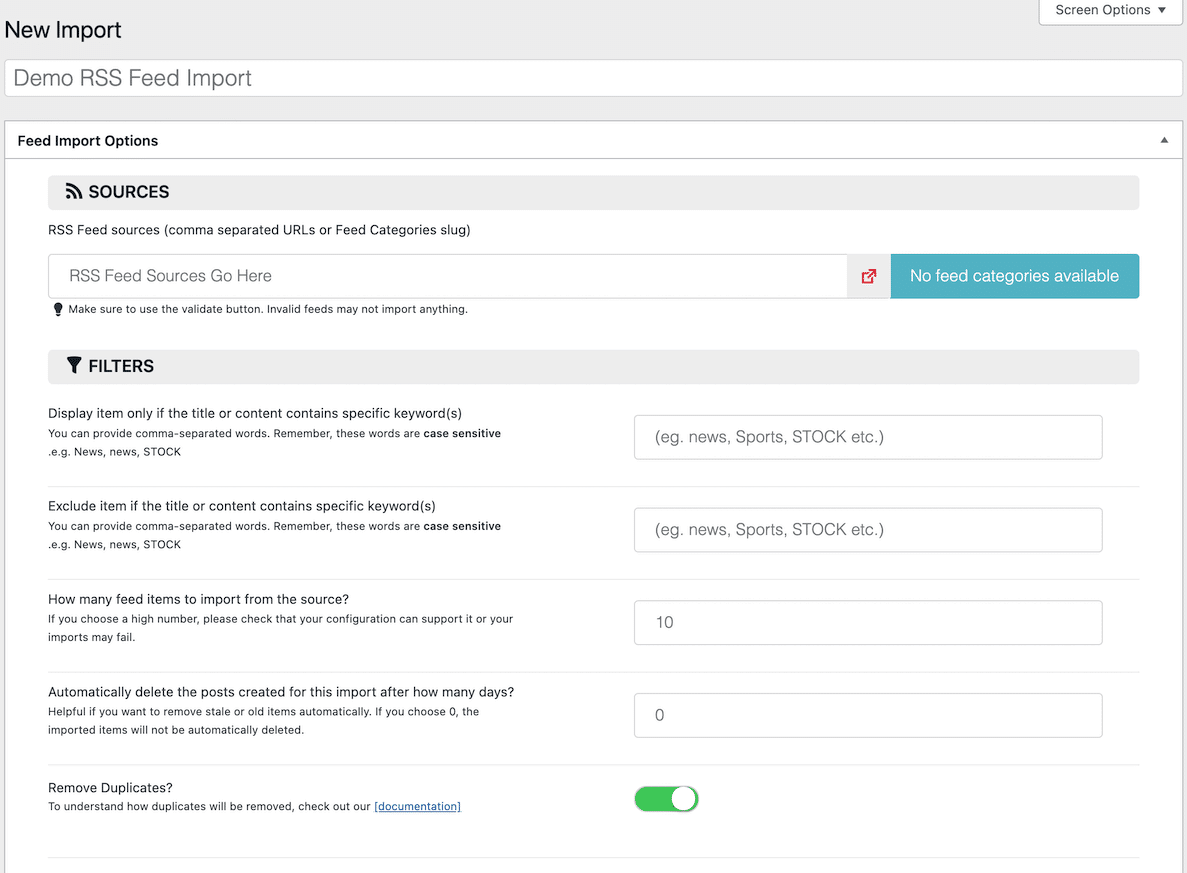 Neues Import-Feed-Layout in Feedzy
