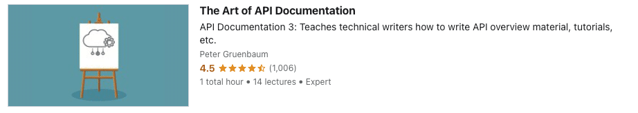 Udemy'deki Art of API Documentation kursu açıklaması.