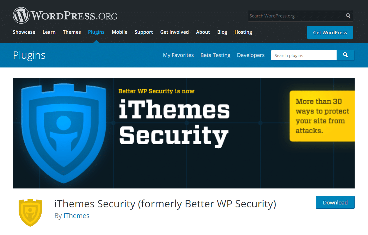 iThemes güvenlik eklentisi ana sayfası