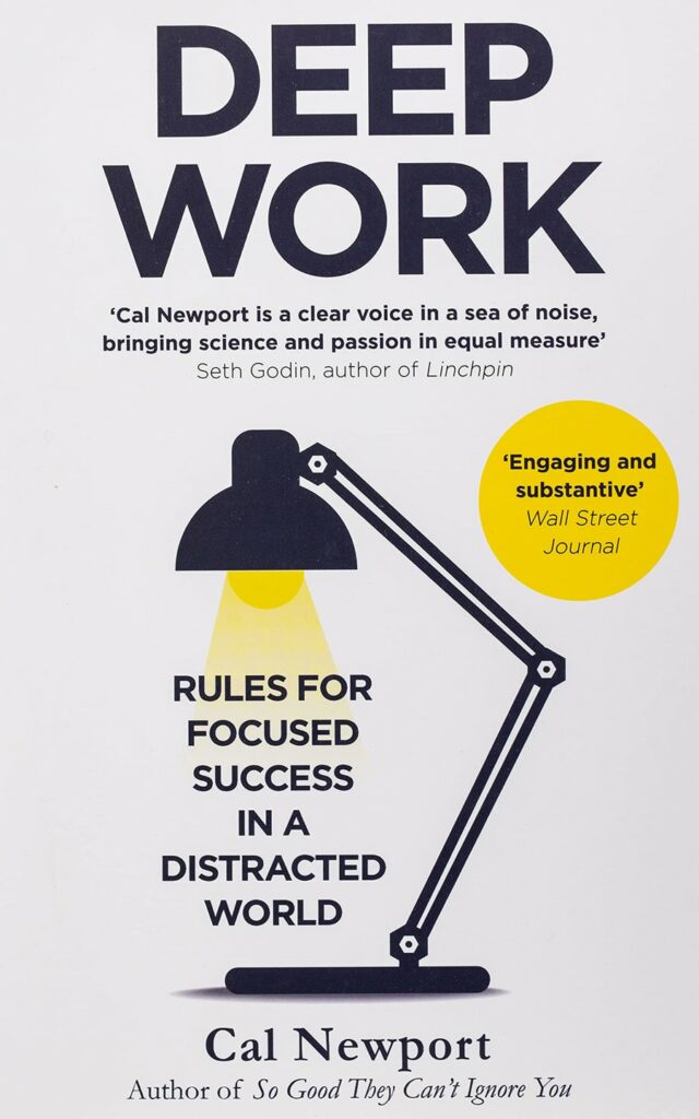 Cover des Buches Deep Work mit einer Grafik einer Schreibtischlampe über dem Untertitel