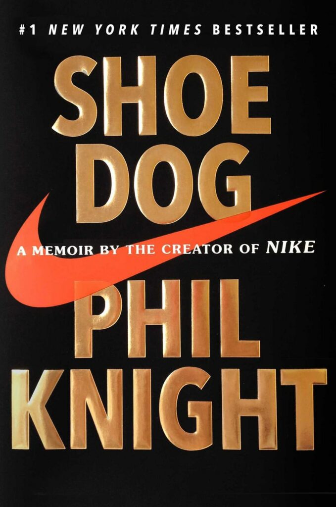 Cover des Buches Shoe Dog mit einem Nike-Logo.