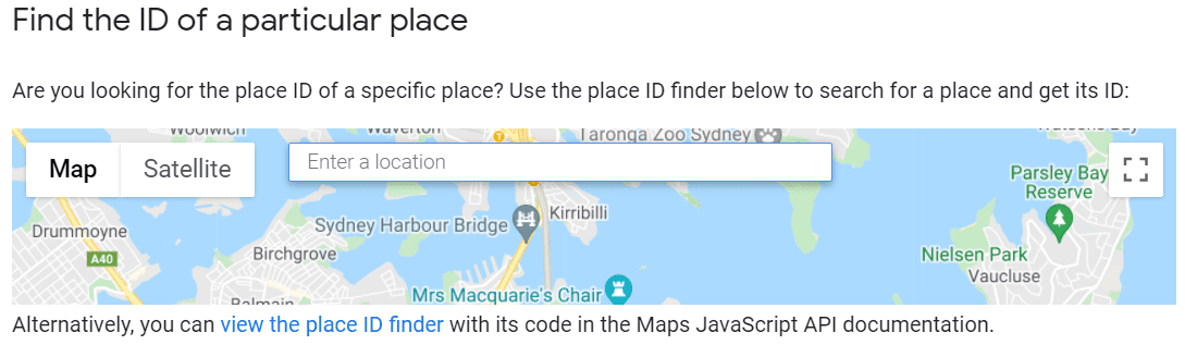 Google Yer Kimliği bulucu