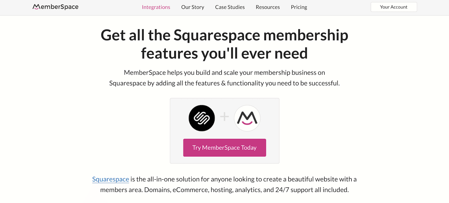 Squarespace için MemberSpace eklentisi