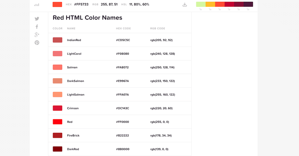 HTML renk adları