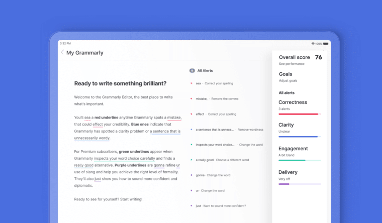Grammarly çevrimiçi metin düzenleyicisi