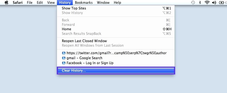 Löschen Sie Ihren gesamten Browserverlauf in Safari.