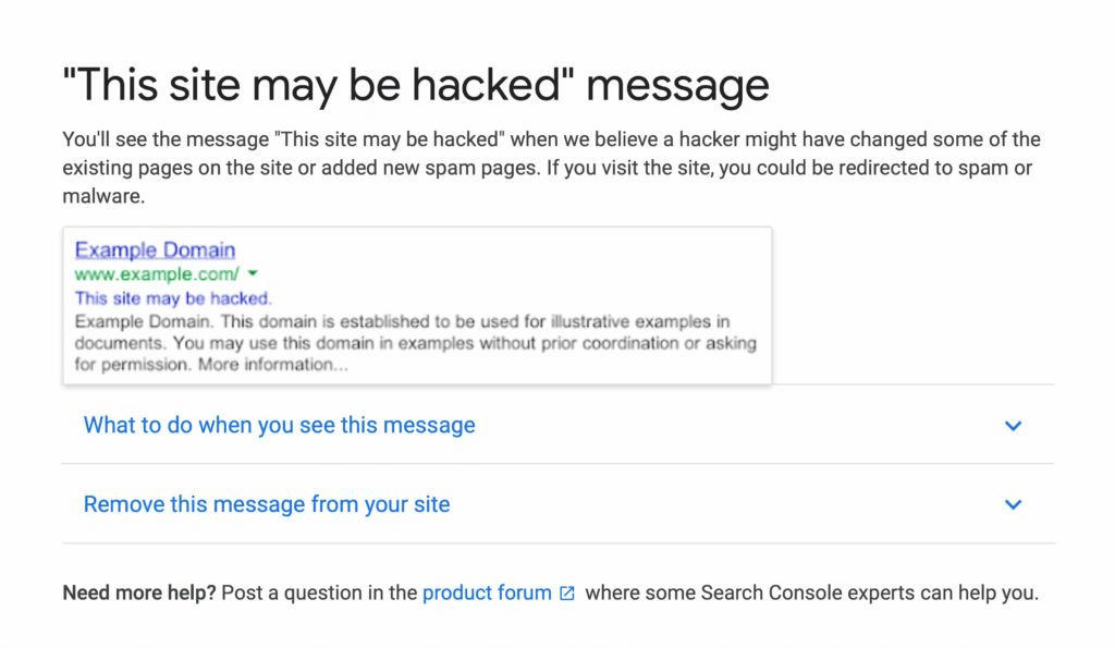 Google'dan bir web sitesinin güvenliğinin ihlal edilmiş olabileceğini belirten bir mesaj
