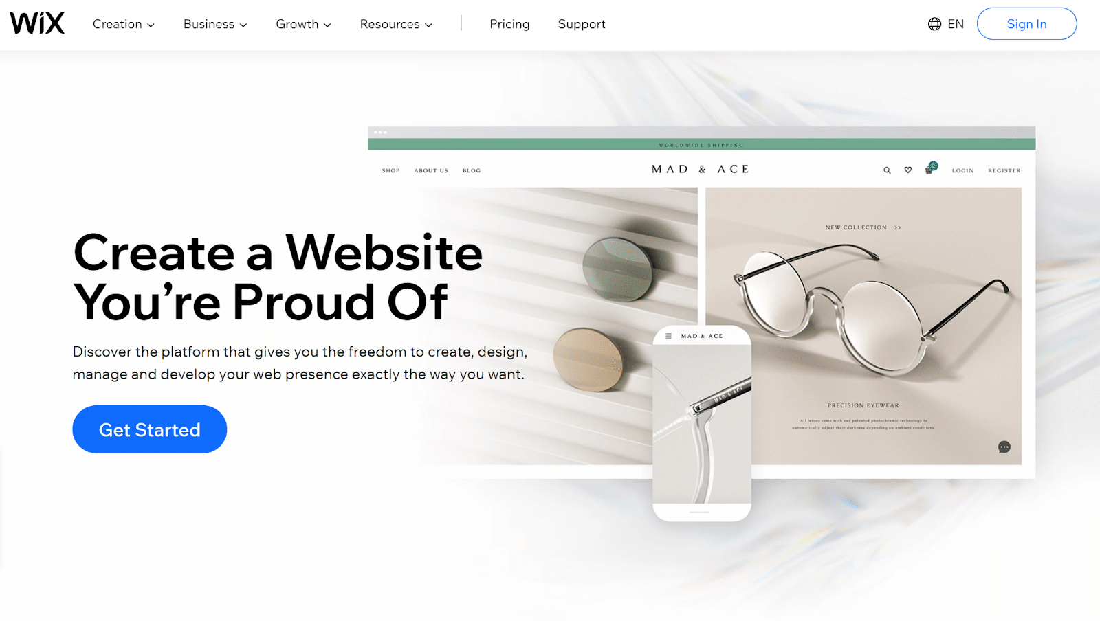 Wix basit web sitesi oluşturucu