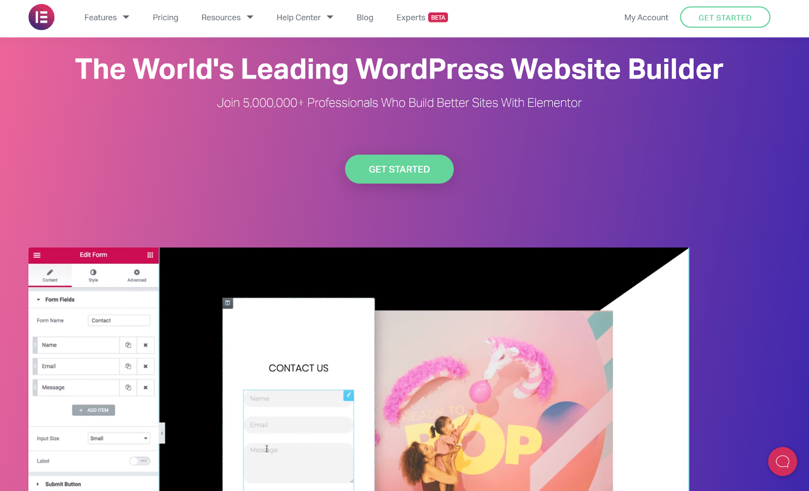 Elementor WordPress web sitesi oluşturucu