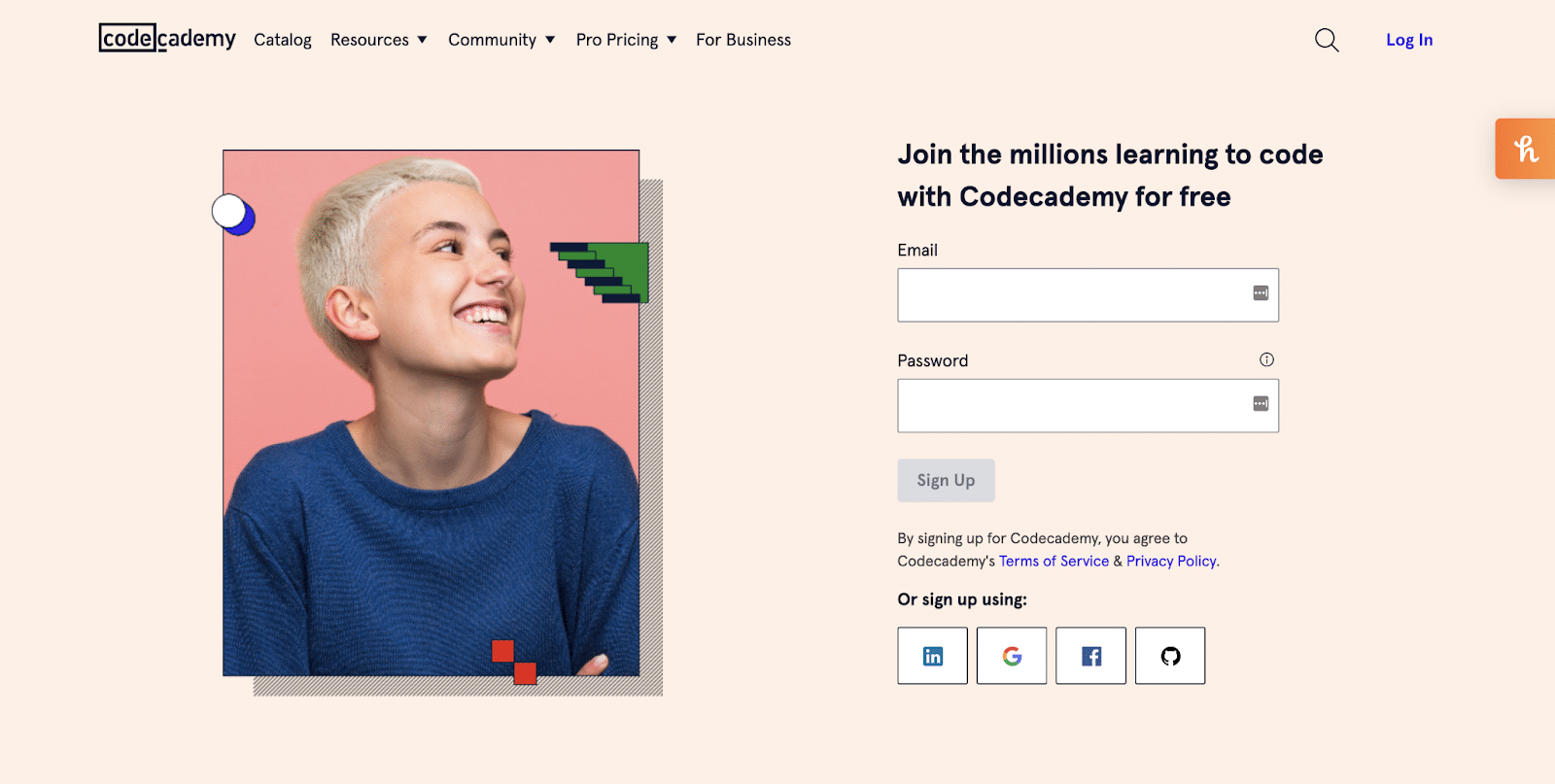 Die Codeacademy-Homepage